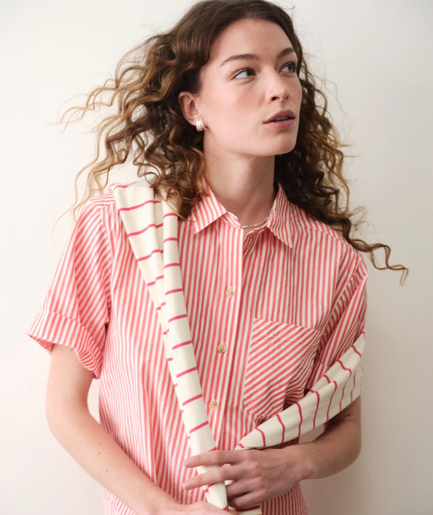 Bonnie Poplin Shirt - Cherry Stripe