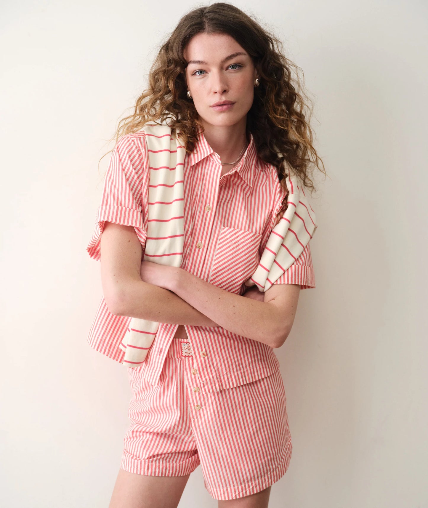 Bonnie Poplin Shirt - Cherry Stripe