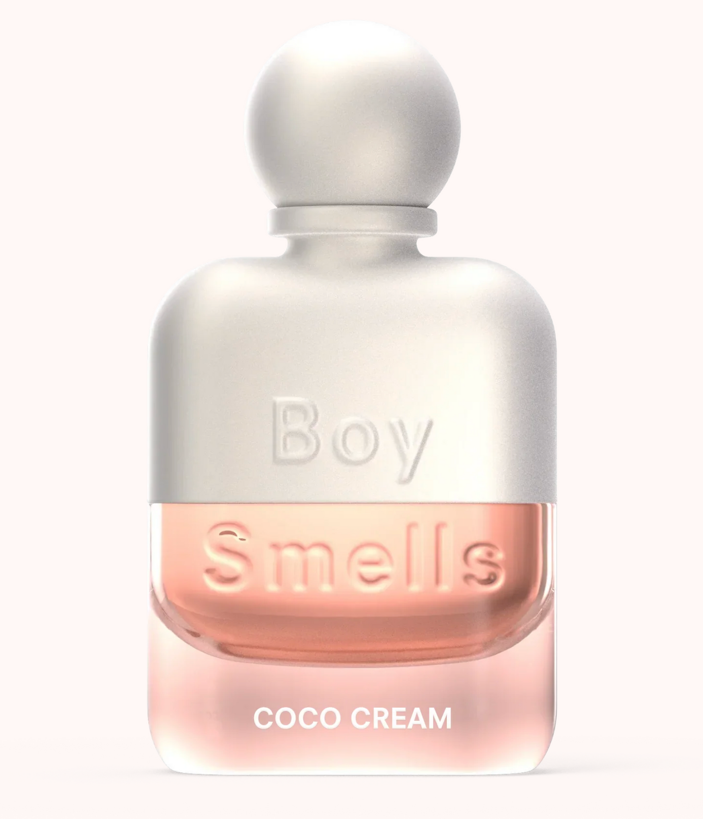 Perfume bottle labeled 'Boy Smells Coco Cream' on a white background