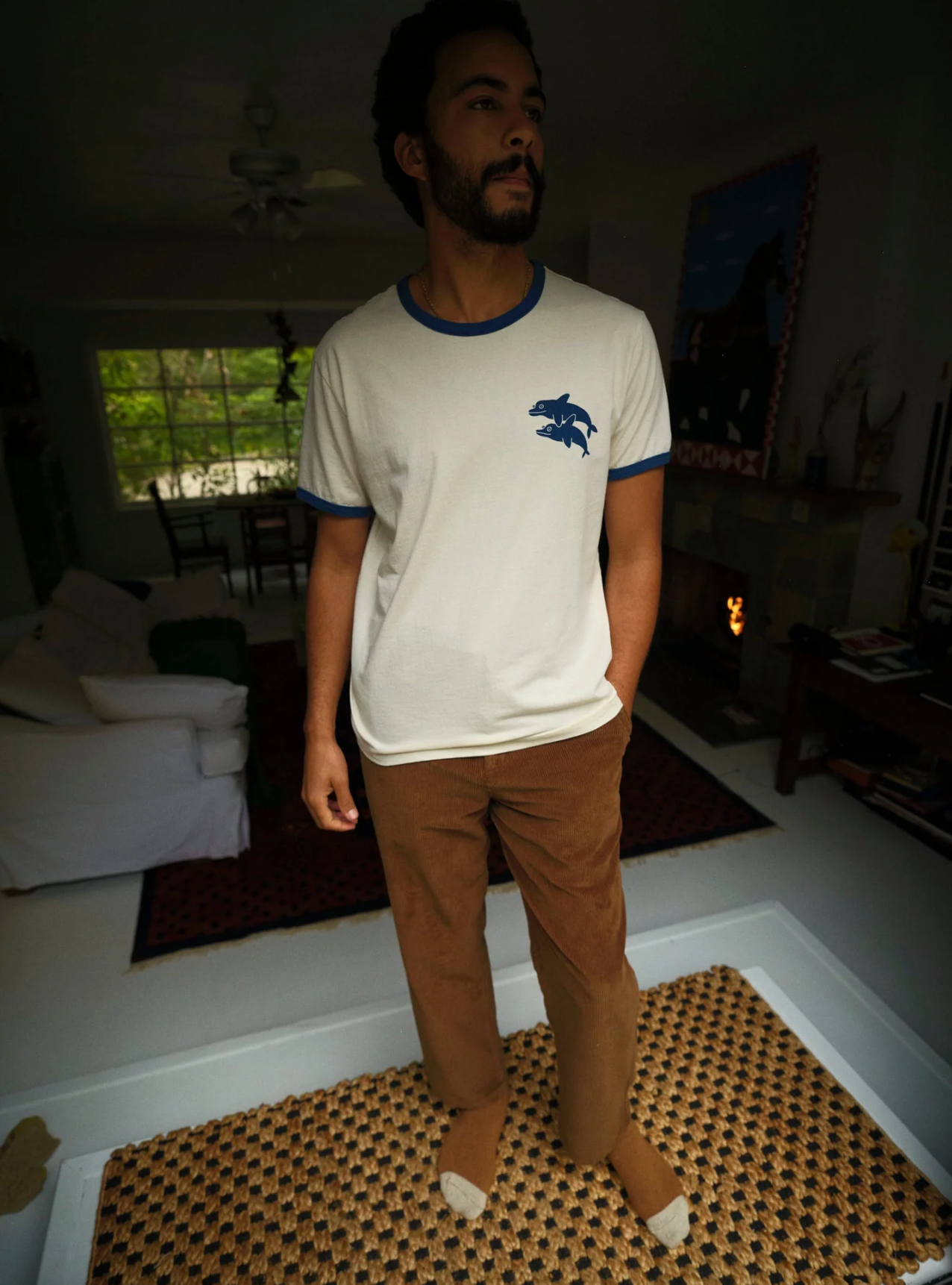 Dolphins Ringer Tee