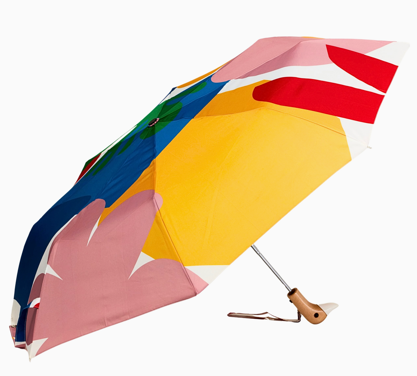 Colorful umbrella with abstract design on a white background