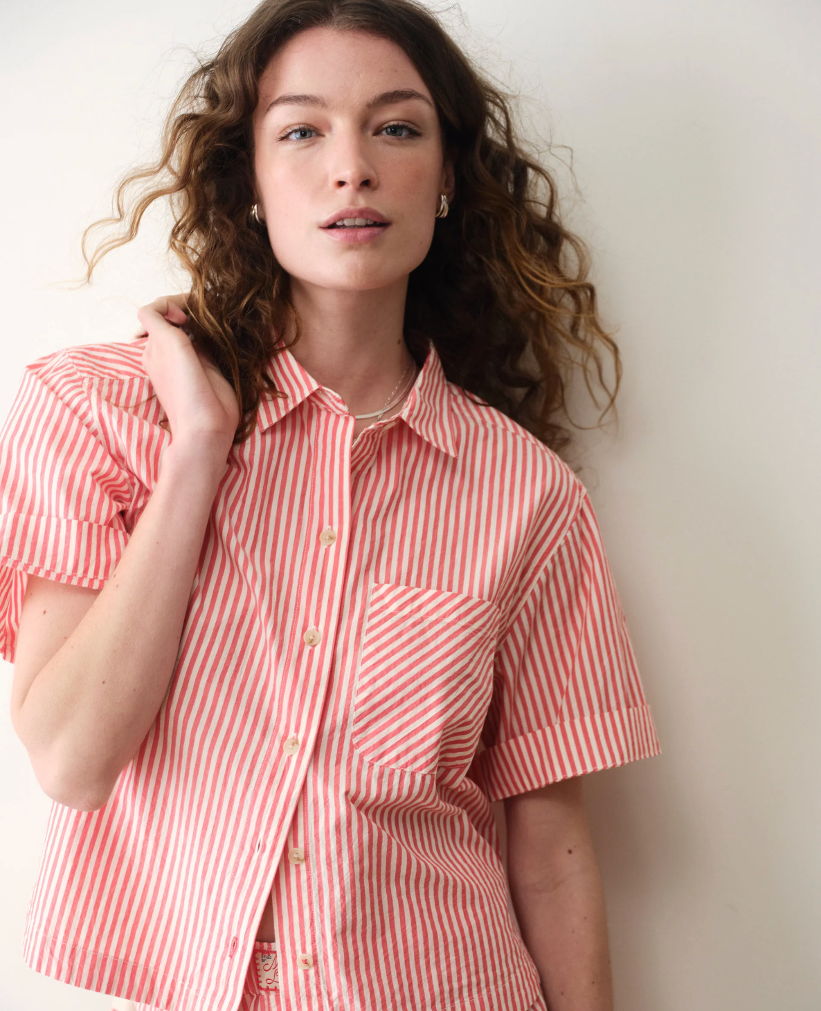 Bonnie Poplin Shirt - Cherry Stripe