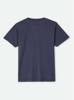 Navy blue t-shirt on a light gray background