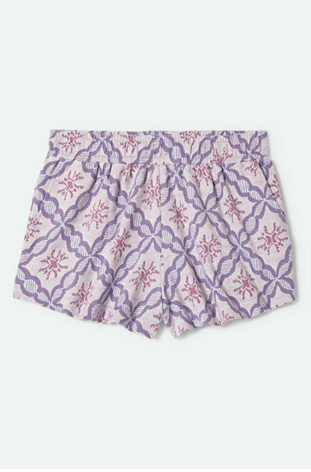 Patterned shorts on a light gray background