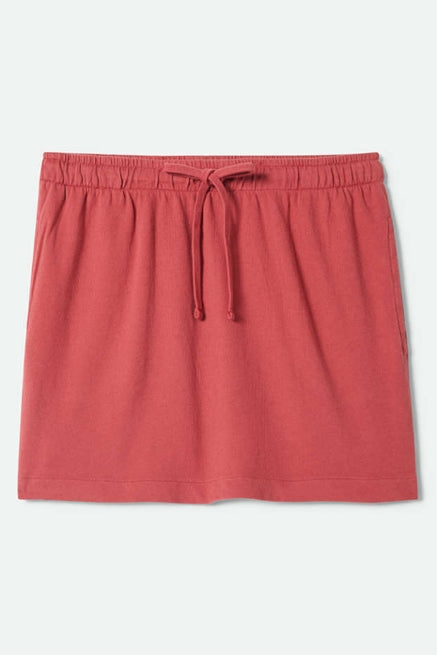 Red skirt with a tie waist on a white background