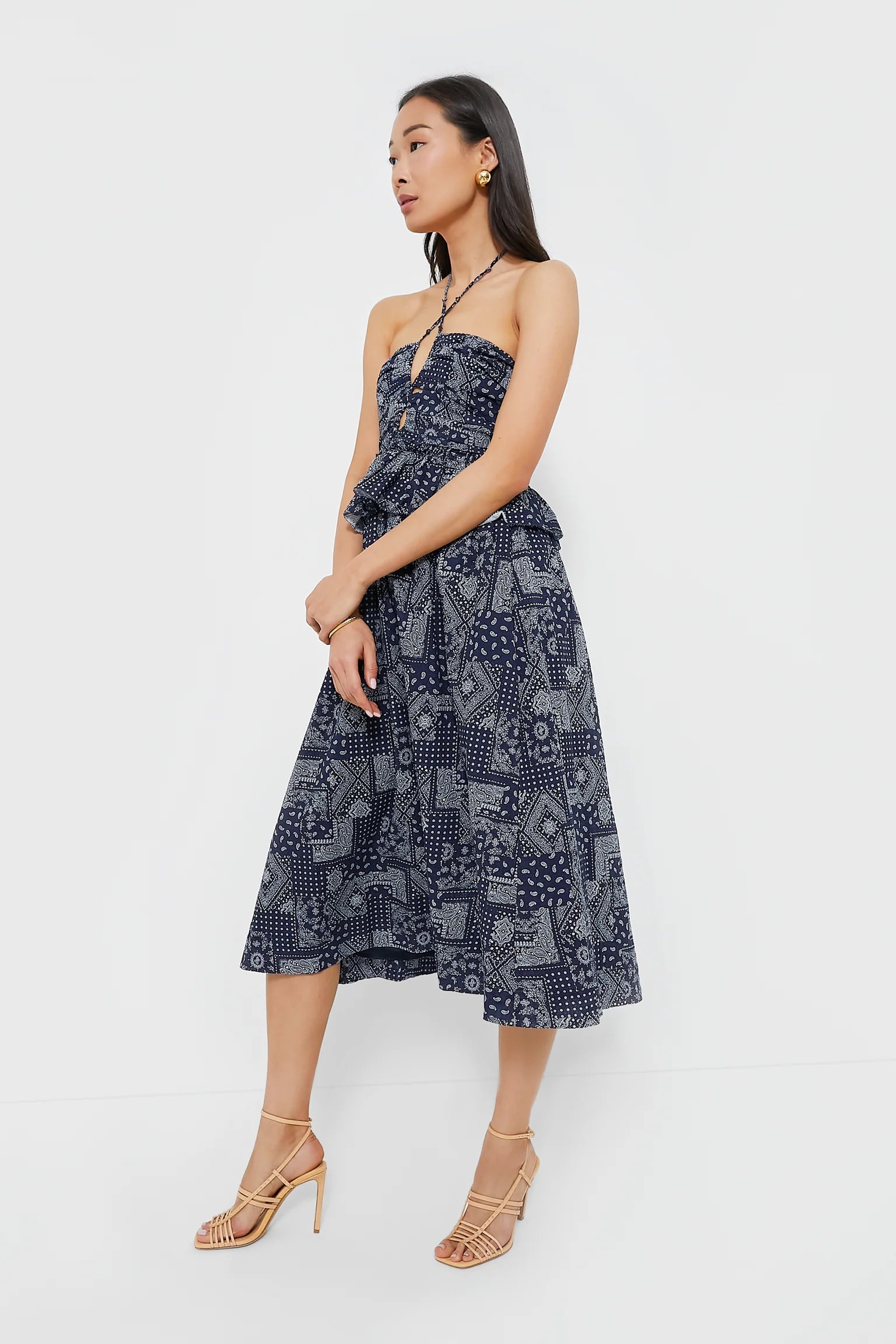 Daytona Midi Dress - Navy/White