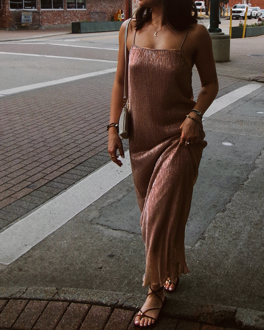 Lurex Maxi Dress - Pink