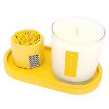 Candle + Tray + Matches Set - Yellow