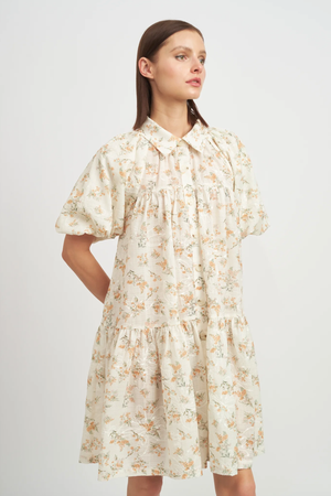 Hayley Shirt Dress - Peach Print