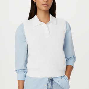 Sleeveless Polo Sweater - White