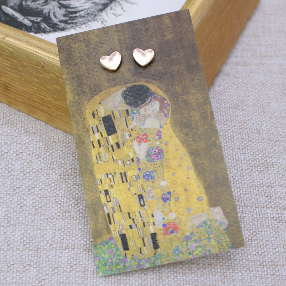 The Kiss-Fine Art Gold Heart Earrings