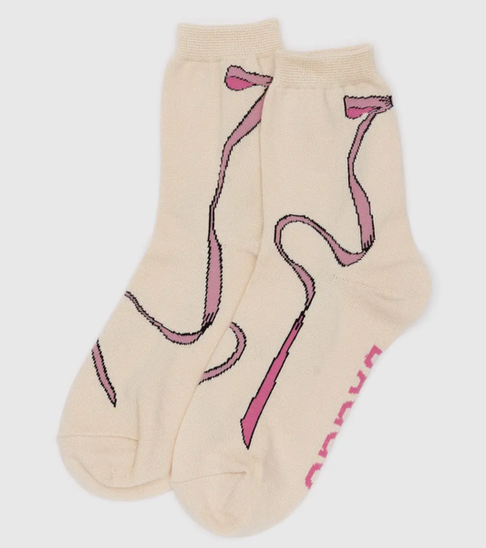 Crew Sock - Pink Bow