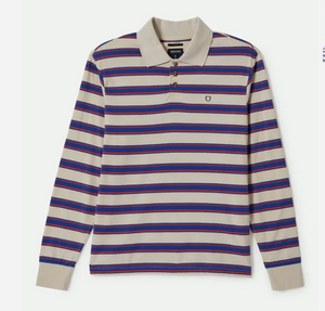 Vintage Stripe L/S Polo - Electric Blue/Flame/Whitecap