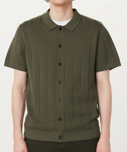 Knit Button Up Polo - Green