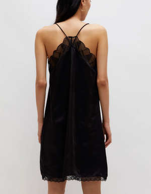 Short Satin Lingerie Dress - Black
