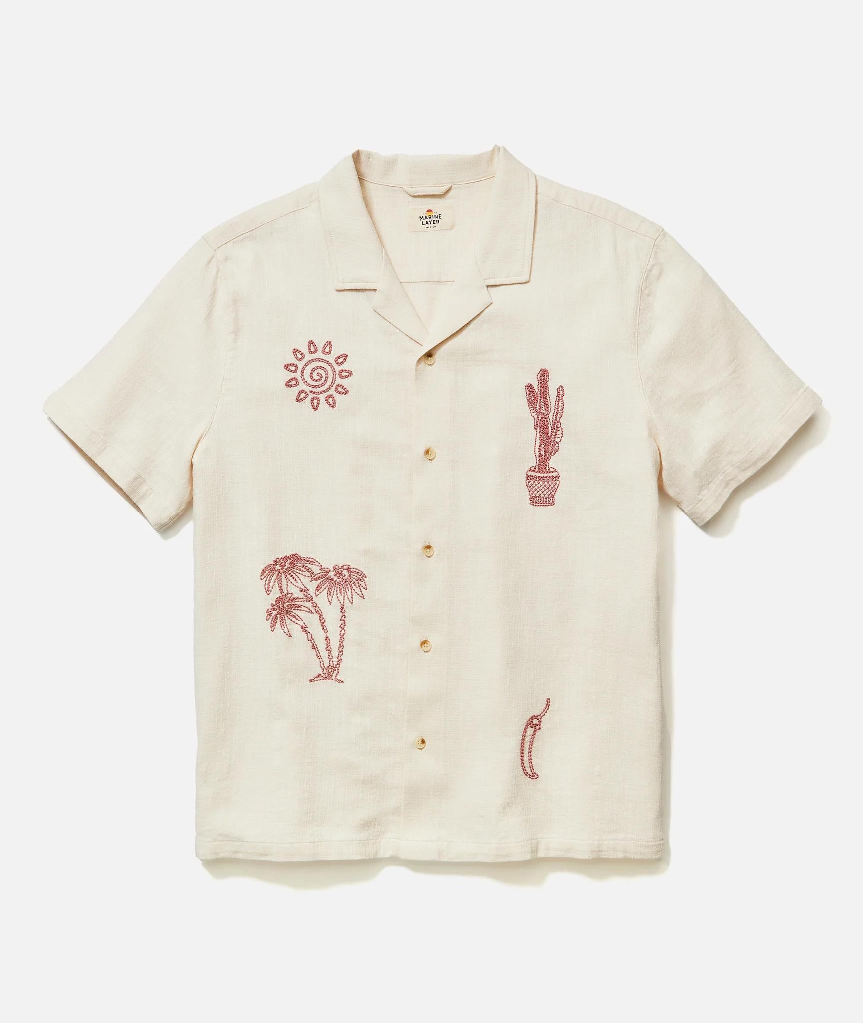 Embroidered Resort Shirt - Natural