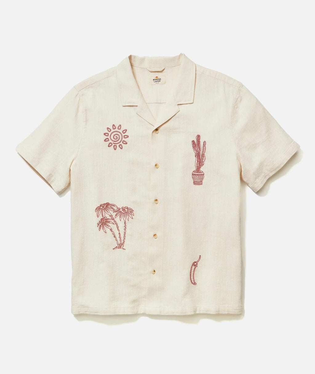 Embroidered Resort Shirt - Natural