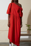 Florentina Tiered Midi Dress - Red
