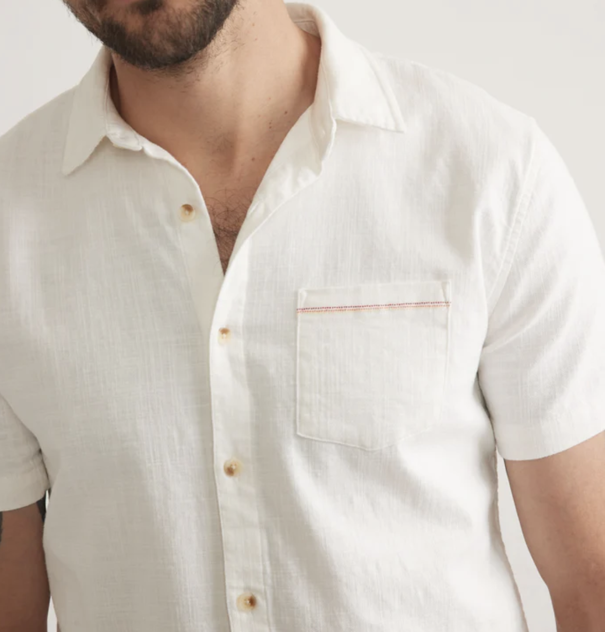 Stretch Selvage S/S Shirt - Natural
