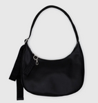 Medium Recycled Leather Crescent Bag - Black