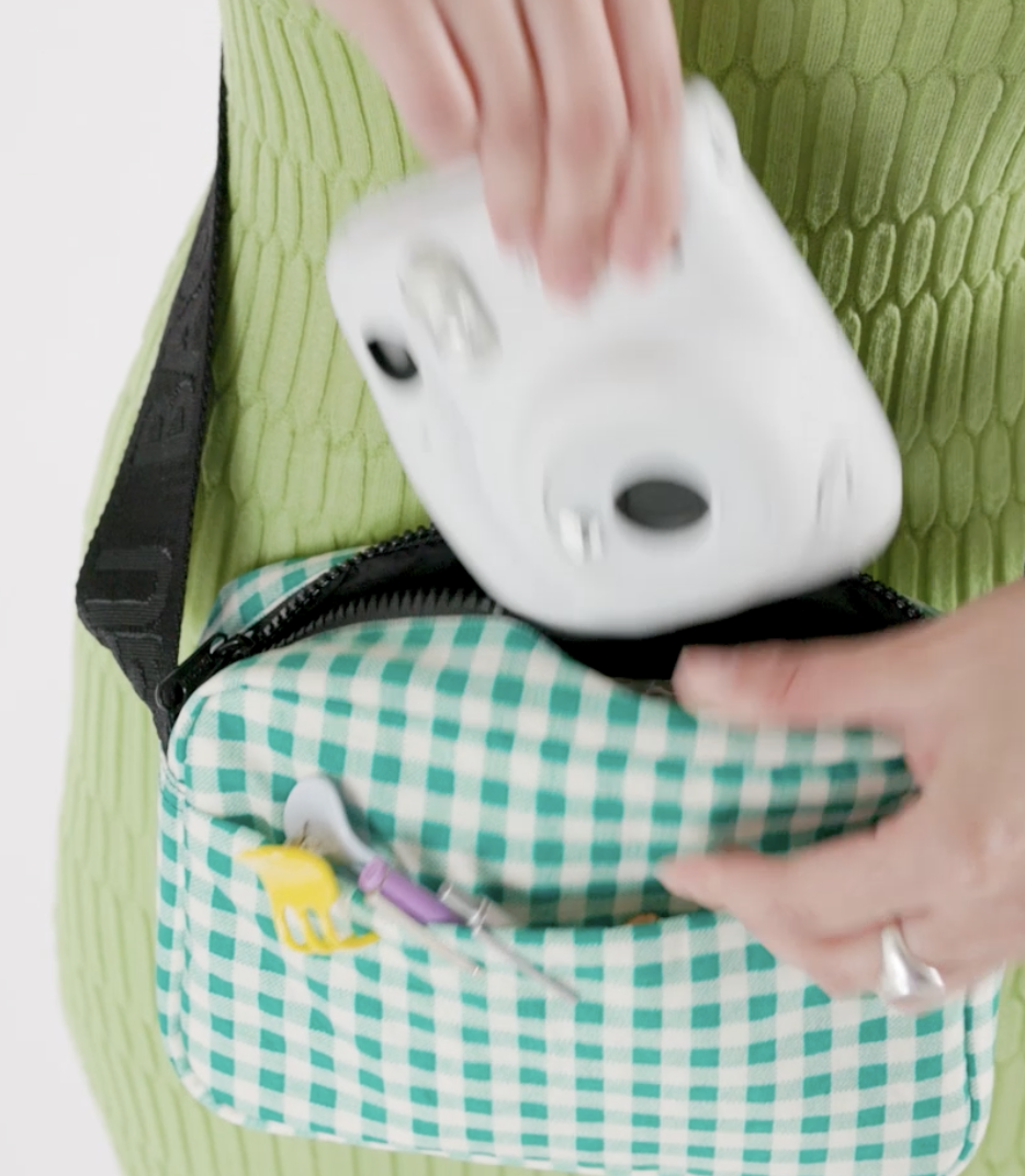 Camera Crossbody - Green Gingham