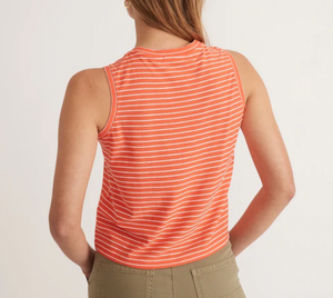 Lydia Textured Stripe Tank - Hot Coral