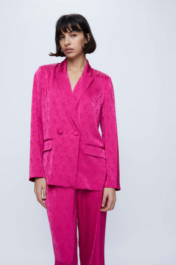 Fluid Jacquard Blazer - Fuchsia