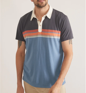 Engineered Stripe Polo - Mood Indigo Colorblock