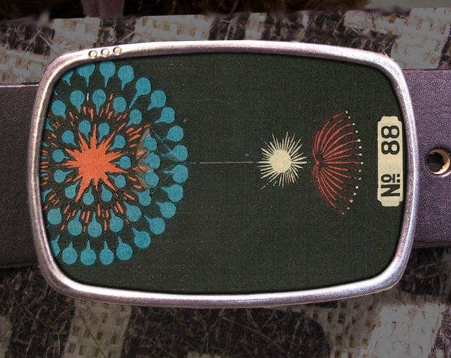 Vintage Fireworks Illustration Belt Buckle