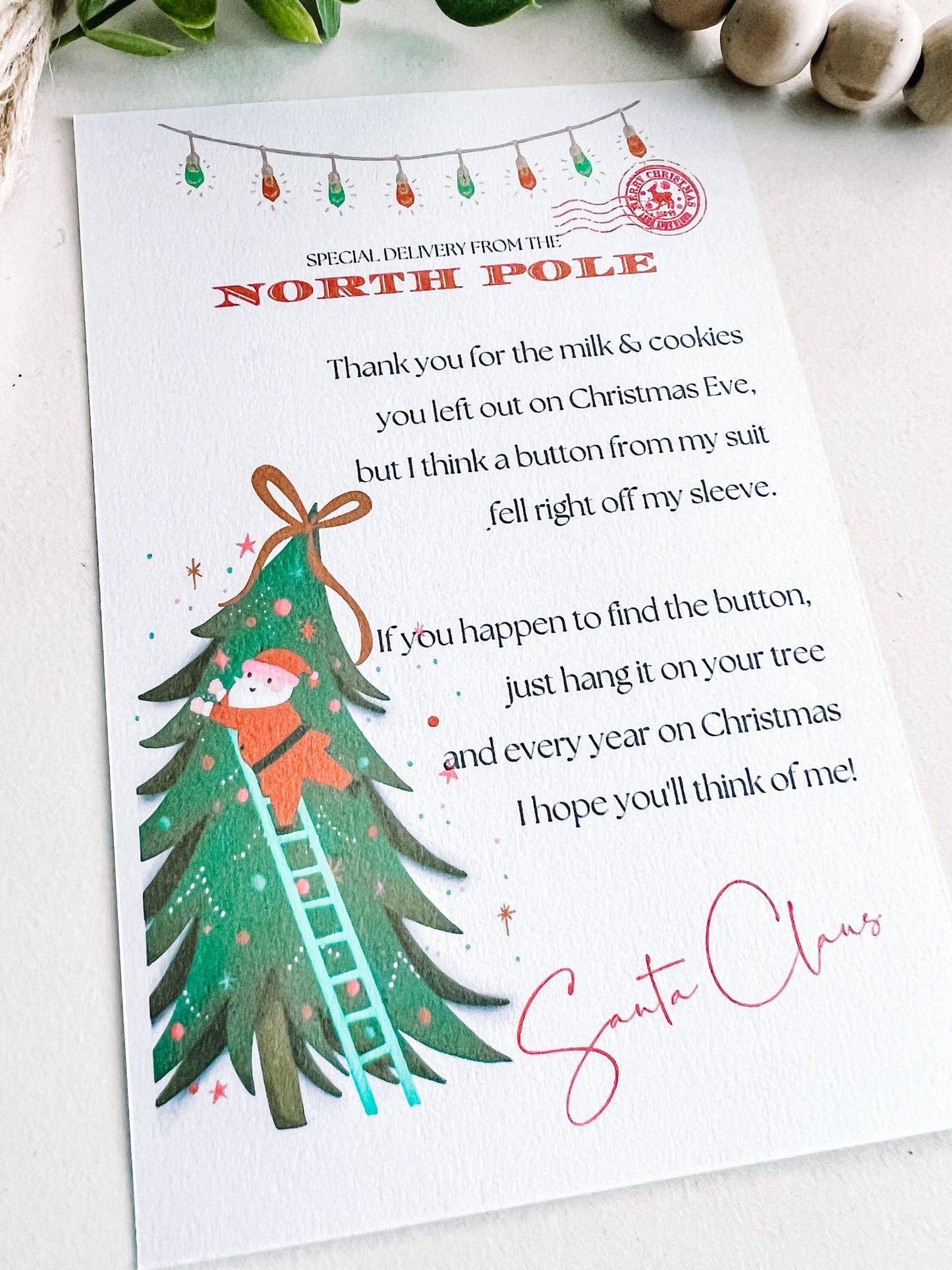 Santa's Button Ornament with Card Magic Button Christmas