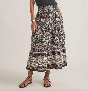 Corinne Maxi Skirt - Black Floral