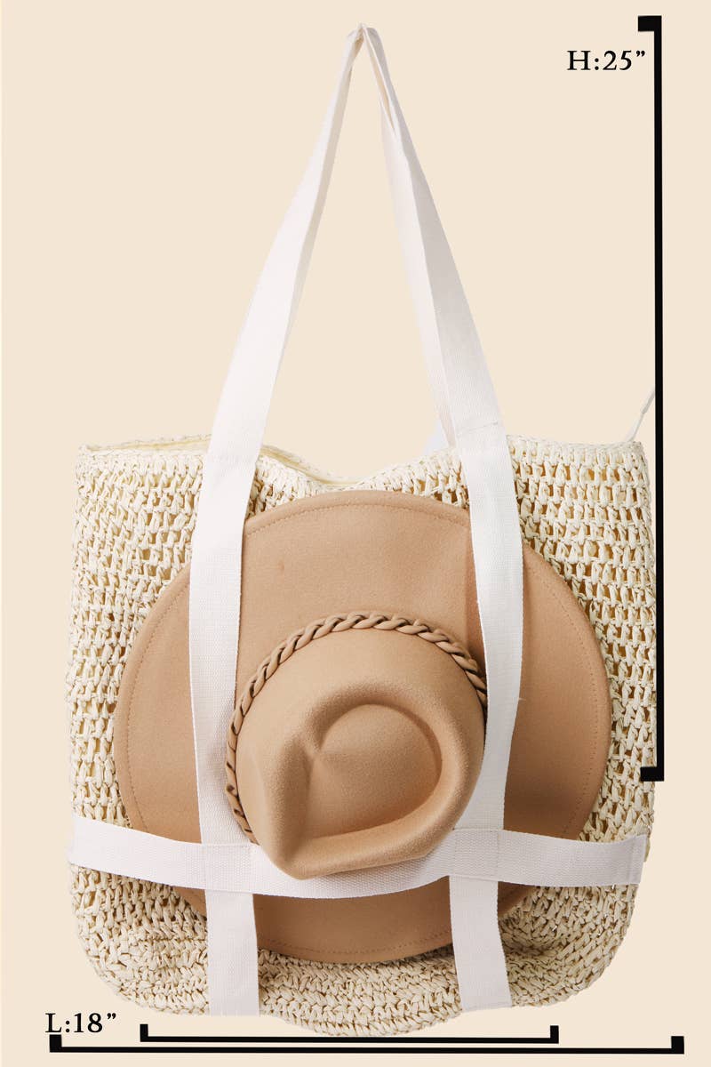 The Sunwash Carryall- Straw Braided Hat Carrier Tote Bag