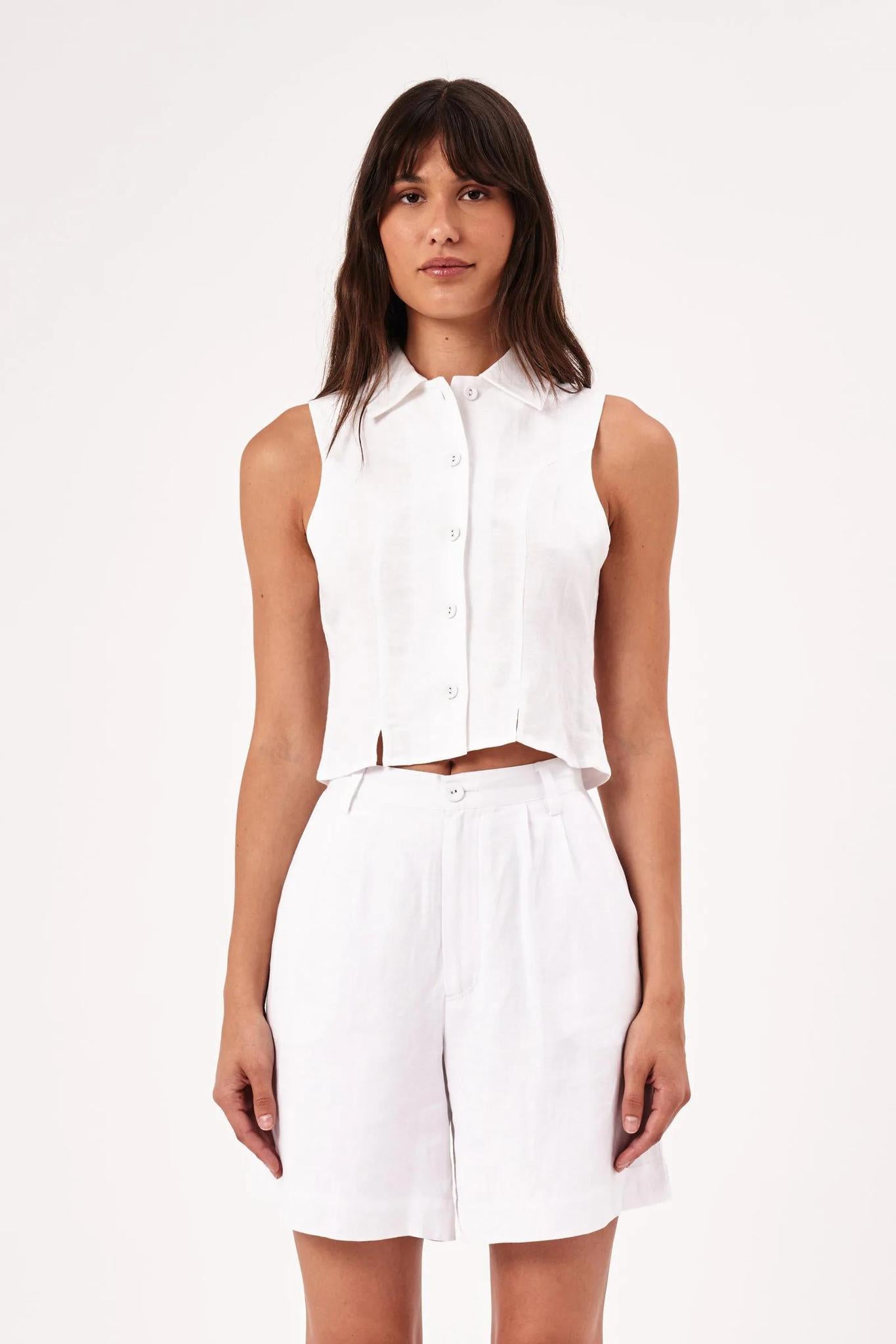 White Nina Linen Top