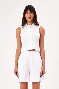 Nina Linen Top - White