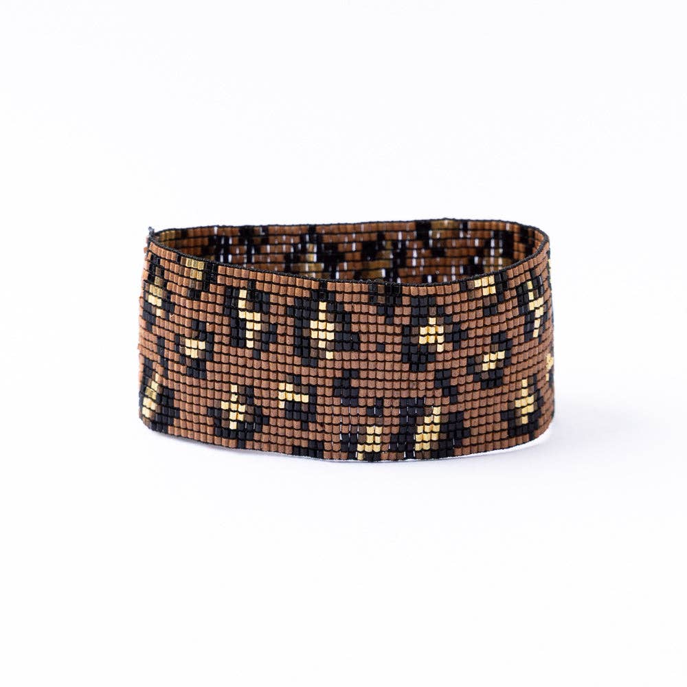 Leopard print bracelet on a white background