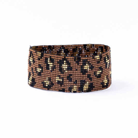 Leopard print bracelet on a white background
