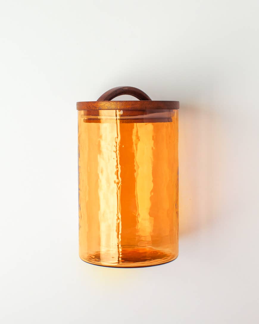 Elevate Your Space Handblown Hammered Glass Canisters