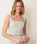 Zoe Hemp Tank - Cream/Navy Stripe