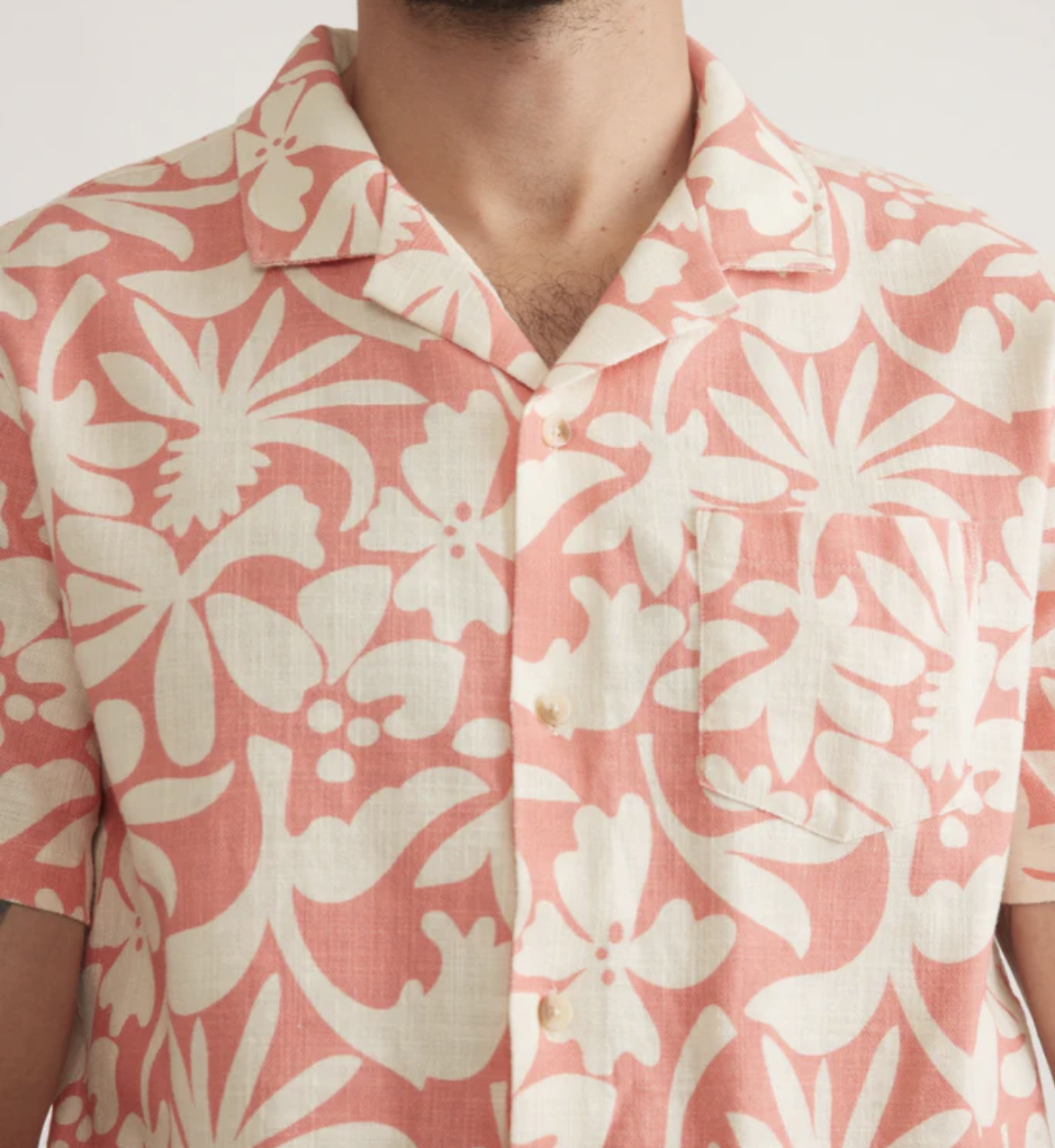 Stretch Selvage Resort Shirt - Abstract Coral