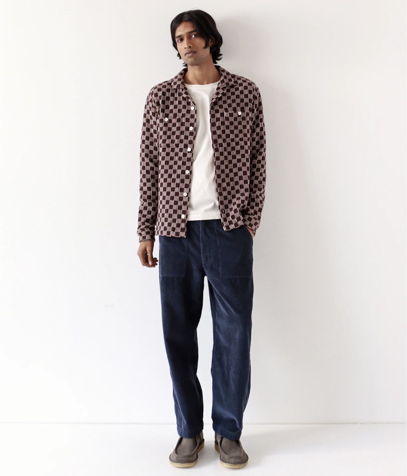 Hiro Shirt - Slate Brown Criss-Cross Check