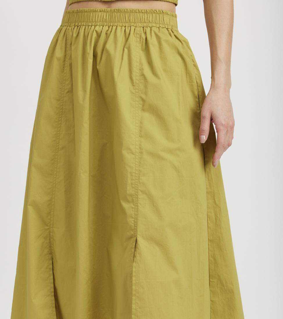 Collins Midi Skirt - Dark Chartreuse