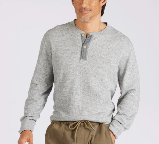 Windsor Double Cloth Henley - Gray Heather