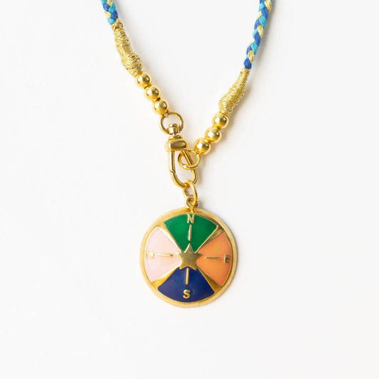 Necklace with a colorful pendant on a white background