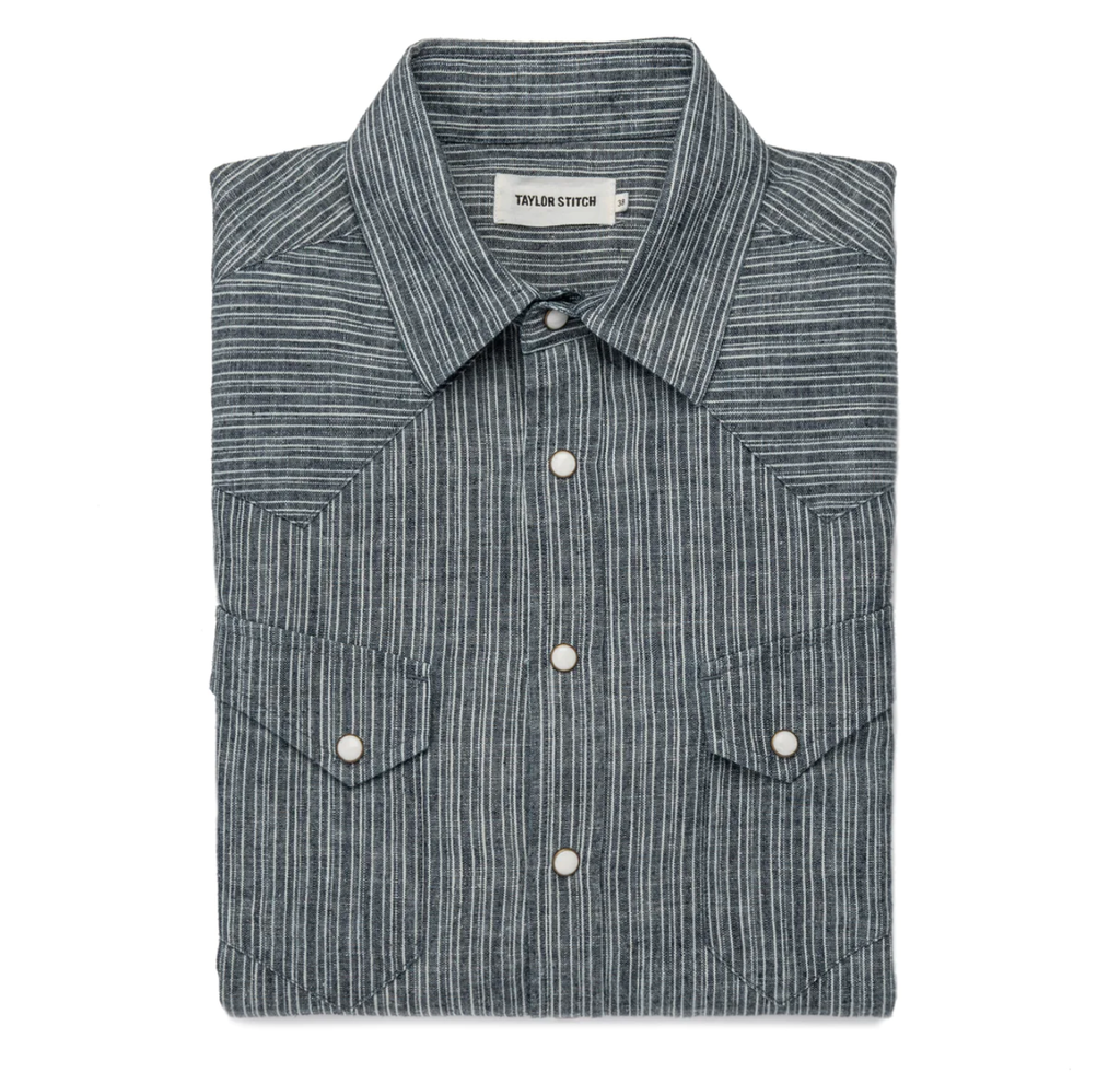 Western Shirt - Hemp Stripe Chambray