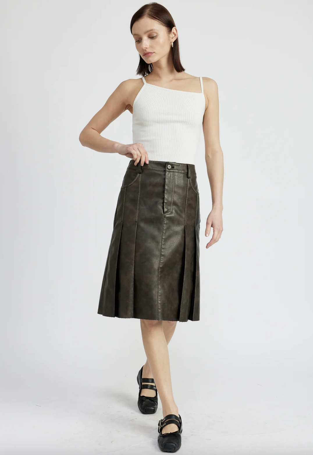 Drew Midi Skirt - Dark Brown