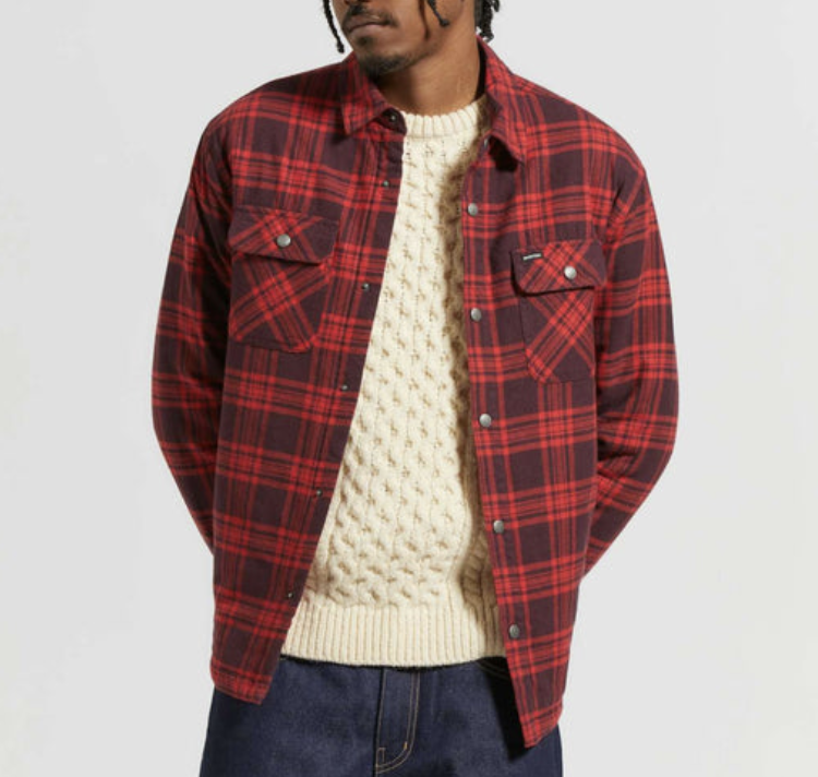 Bowery Quilted L/S Flannel - Bright Red/Mohagony