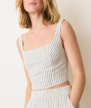 Zoe Hemp Tank - Cream/Navy Stripe