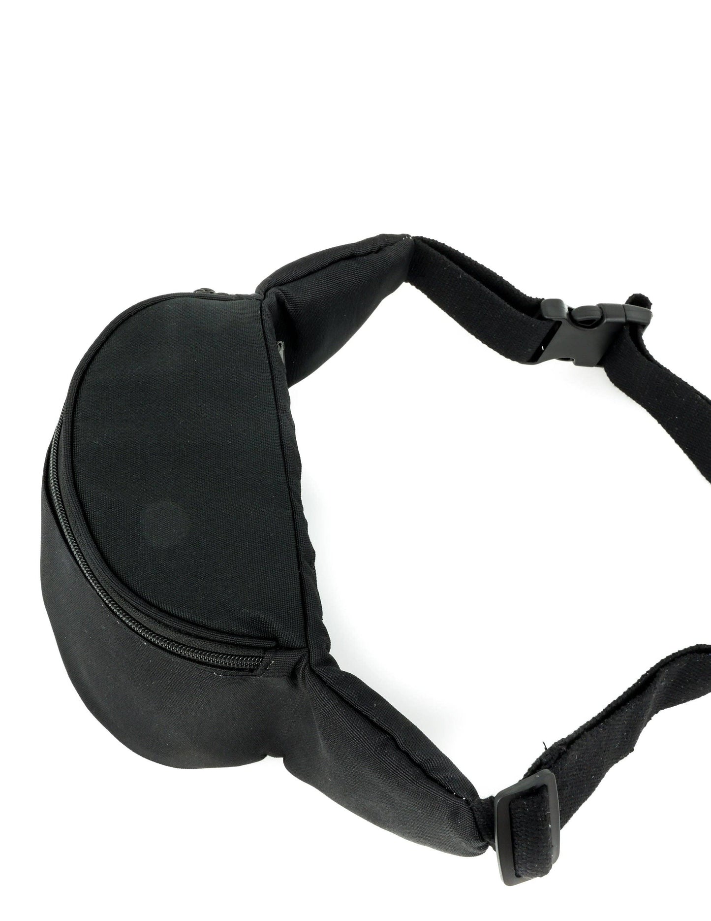 Black waist bag on a white background