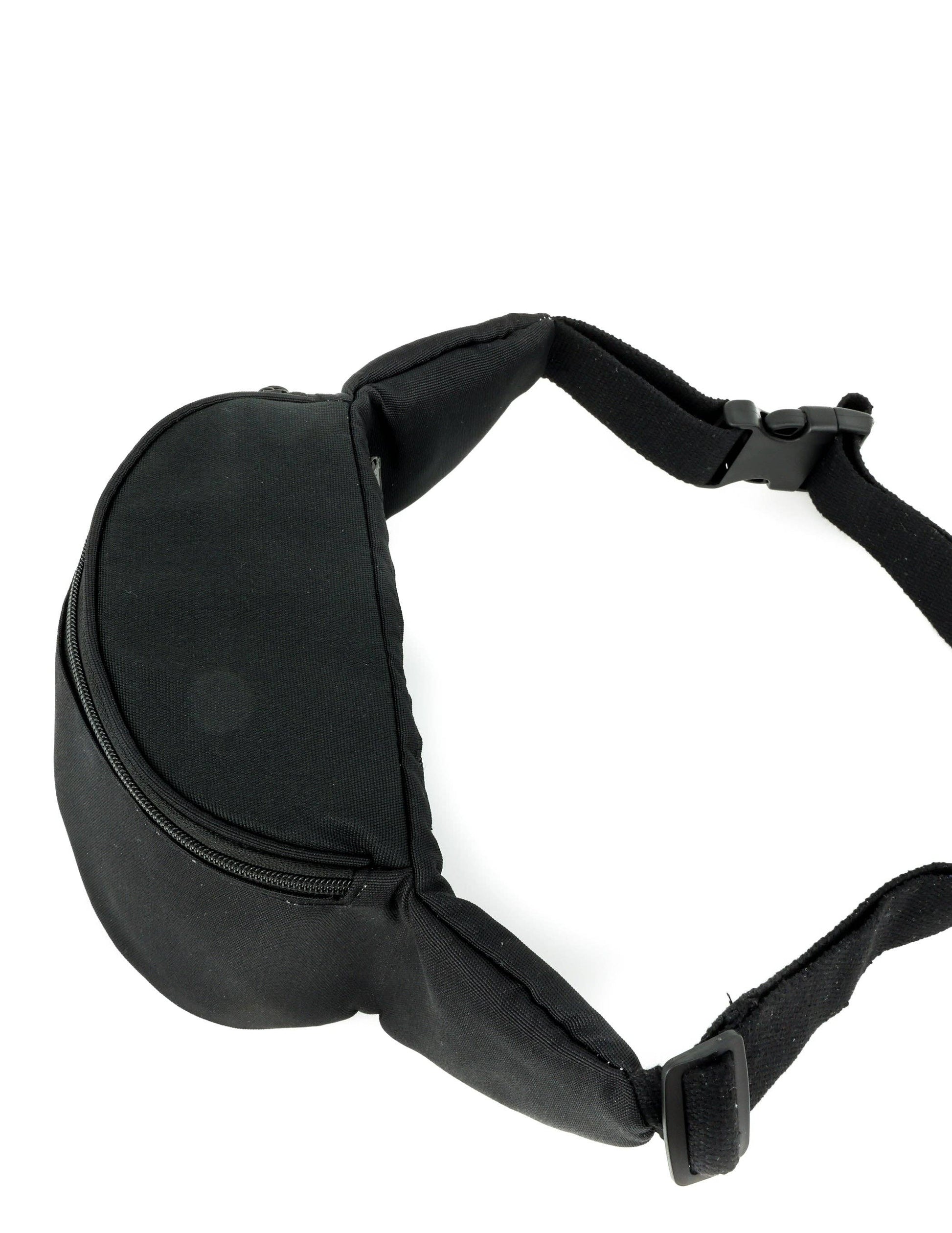 Black waist bag on a white background