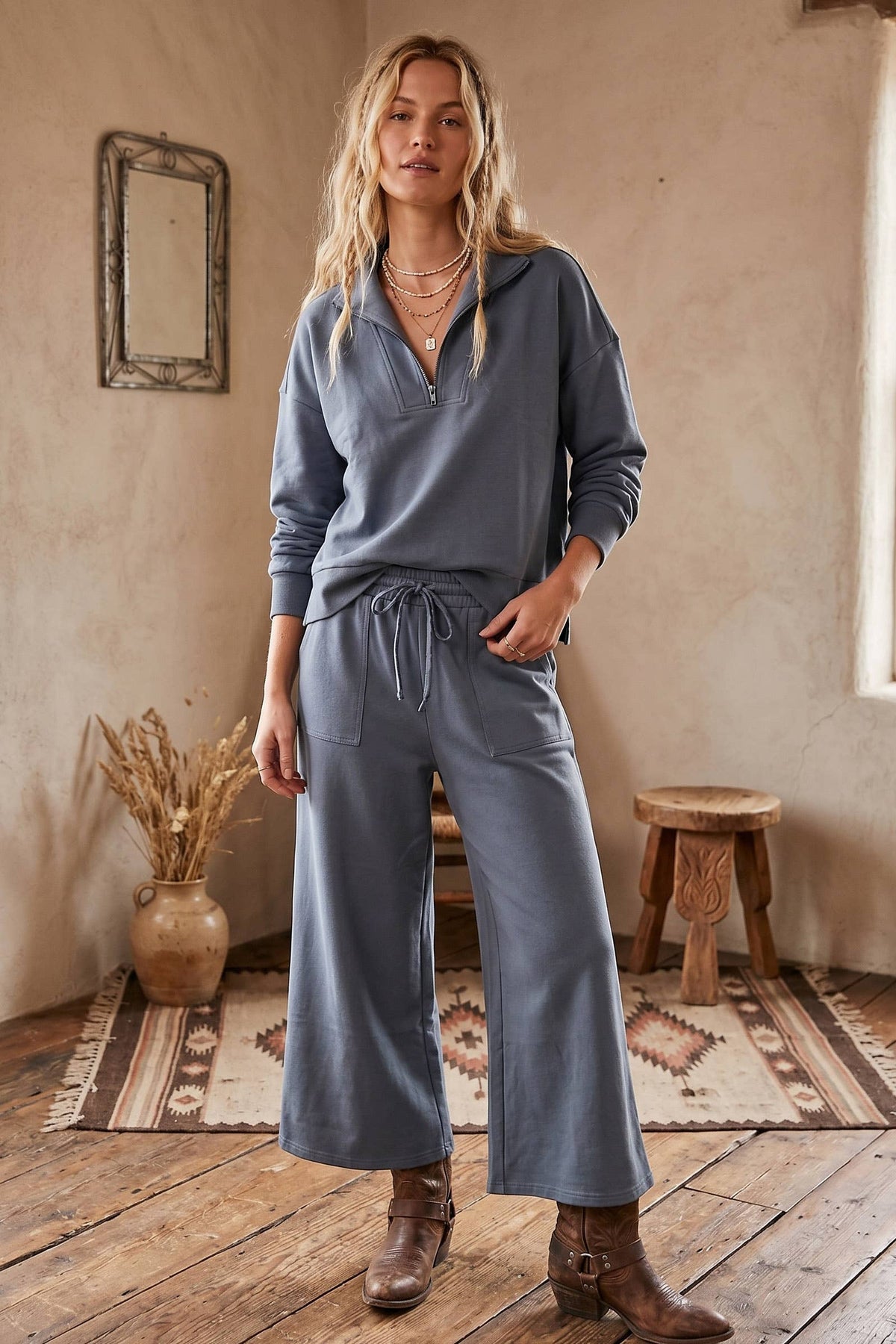 Pullover & Wide Leg Pants Set
